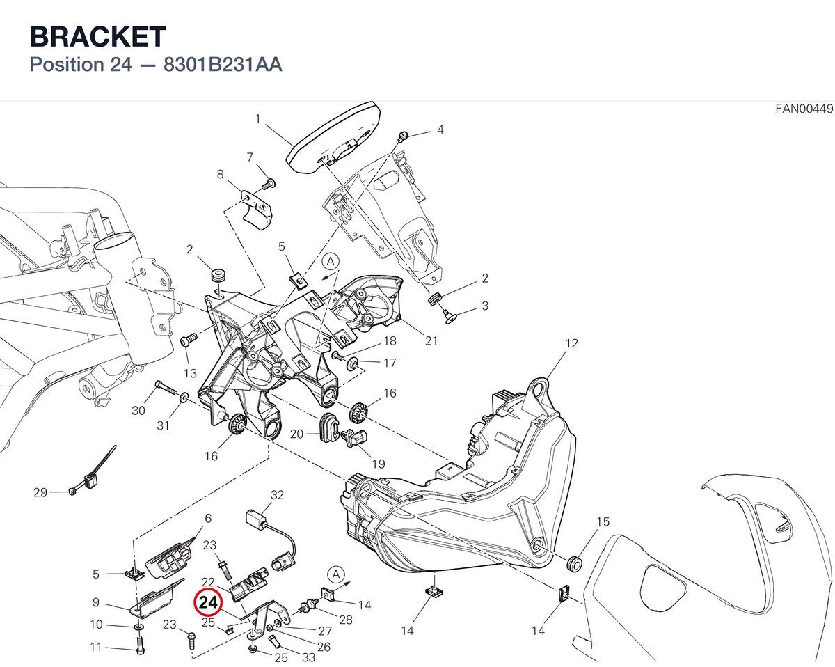 BRACKET 8301B231AA diagram position