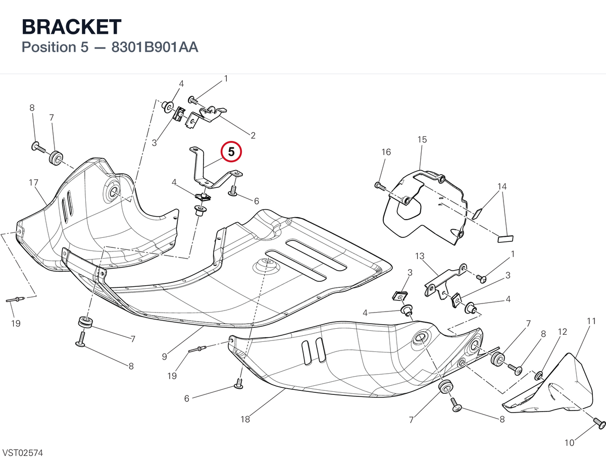 BRACKET 8301B901AA diagram position