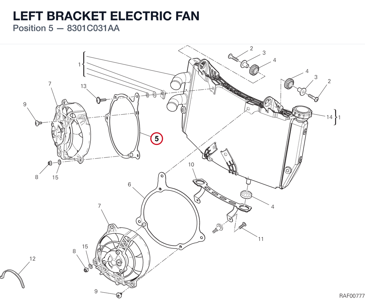LEFT BRACKET ELECTRIC FAN 8301C031AA diagram position