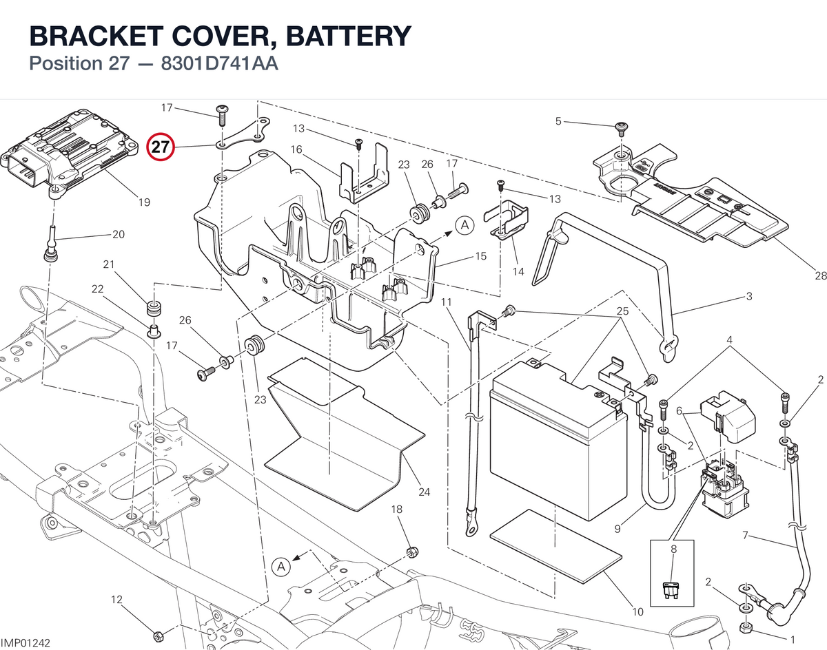 BRACKET COVER, BATTERY 8301D741AA diagram position