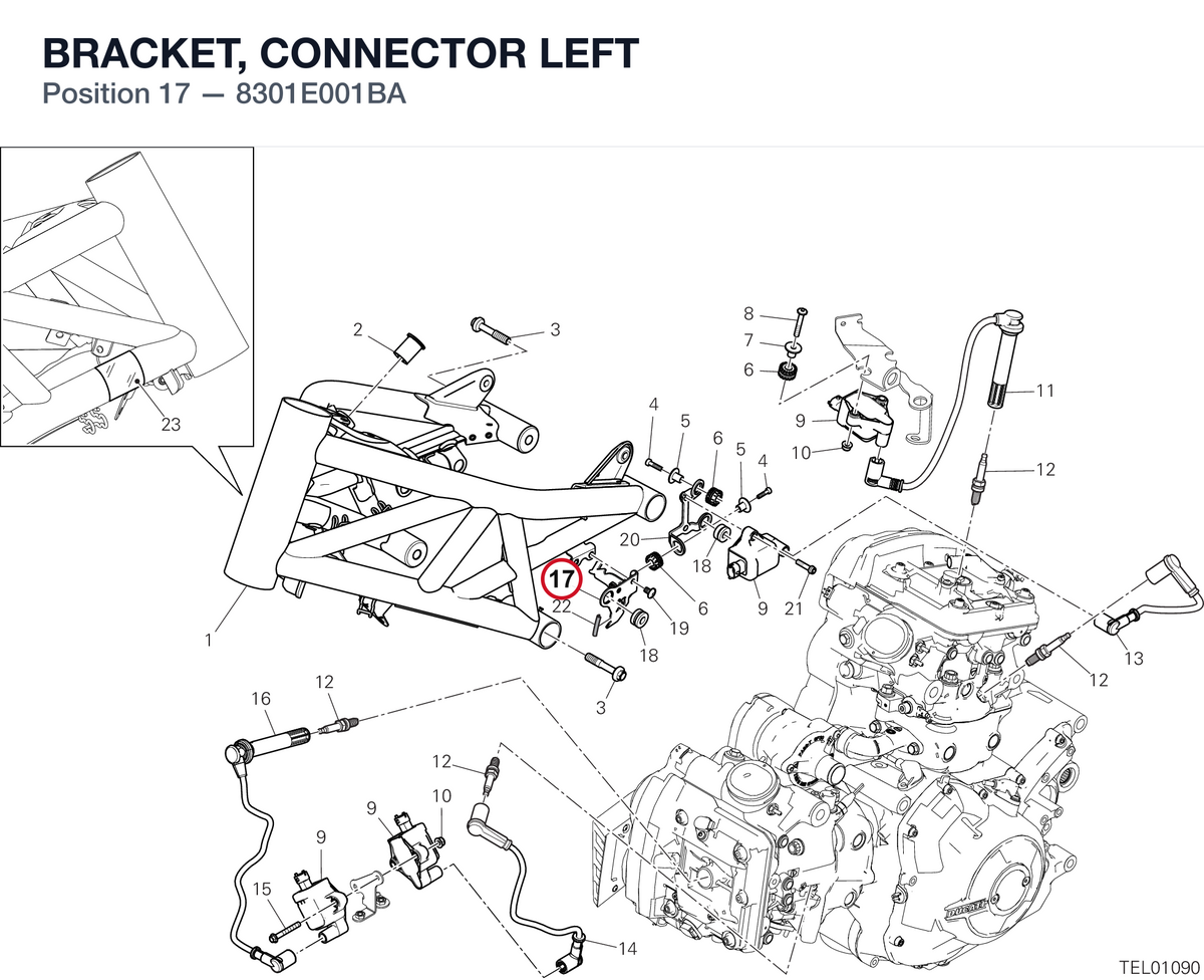 BRACKET, CONNECTOR LEFT 8301E001BA diagram position