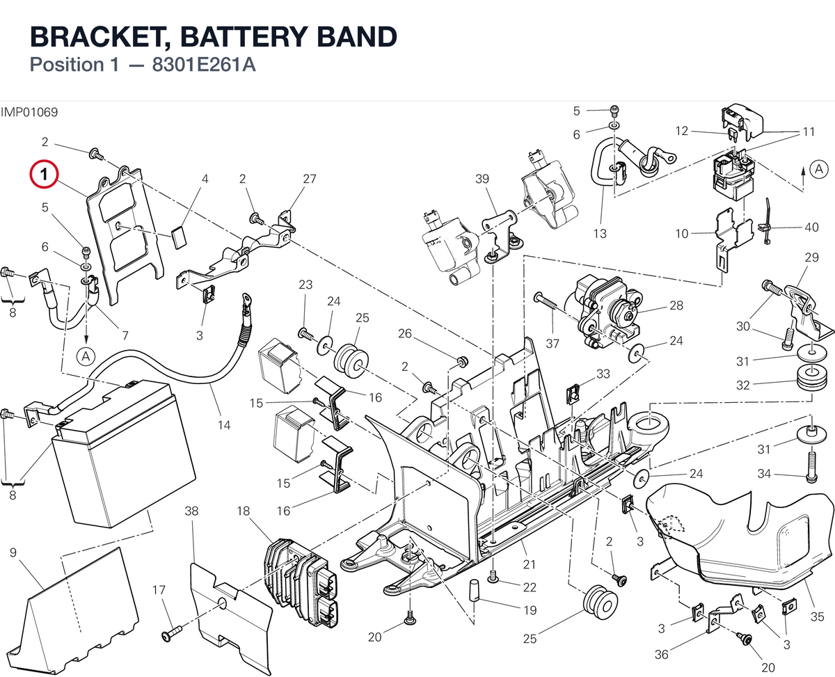 BRACKET, BATTERY BAND 8301E261A diagram position