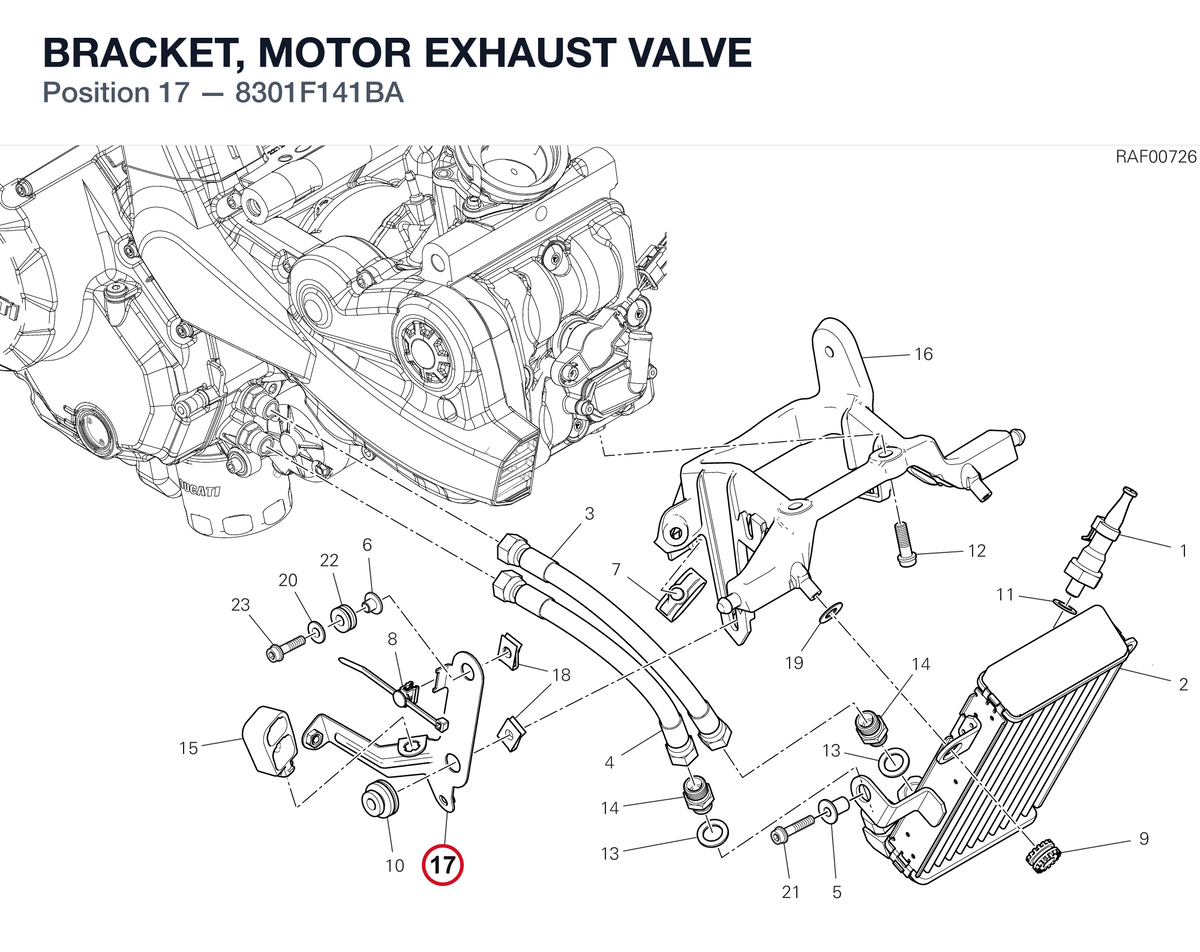 BRACKET, MOTOR EXHAUST VALVE 8301F141BA diagram position