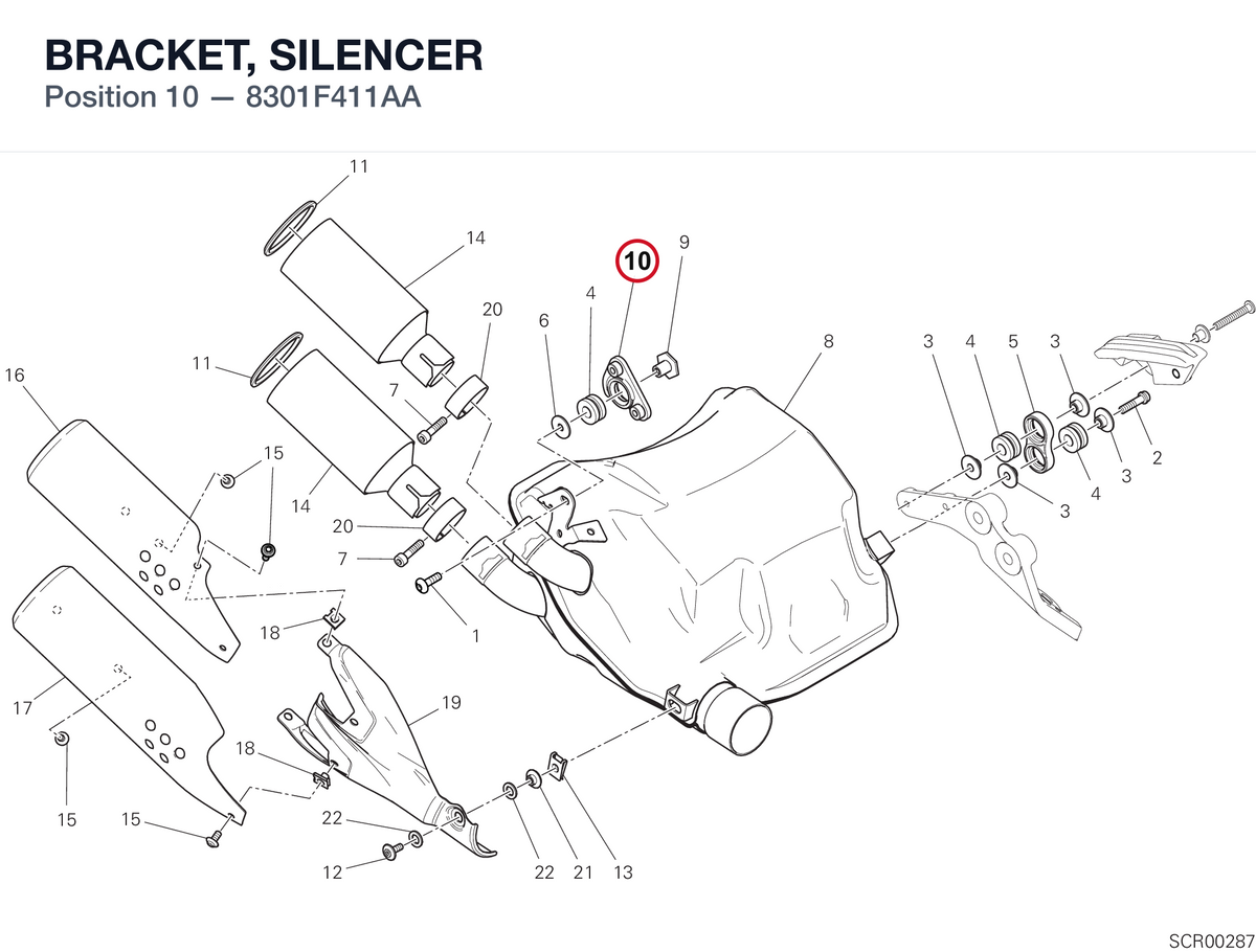 BRACKET, SILENCER 8301F411AA diagram position