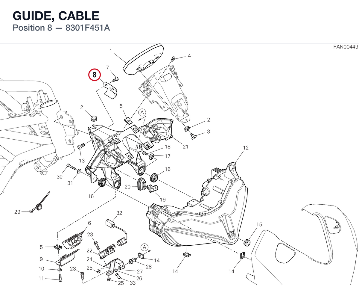 GUIDE, CABLE 8301F451A diagram position