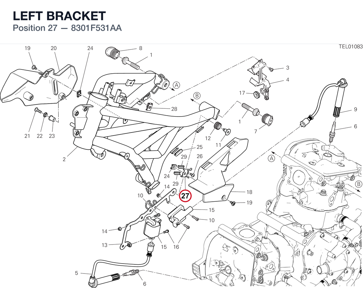 LEFT BRACKET 8301F531AA diagram position
