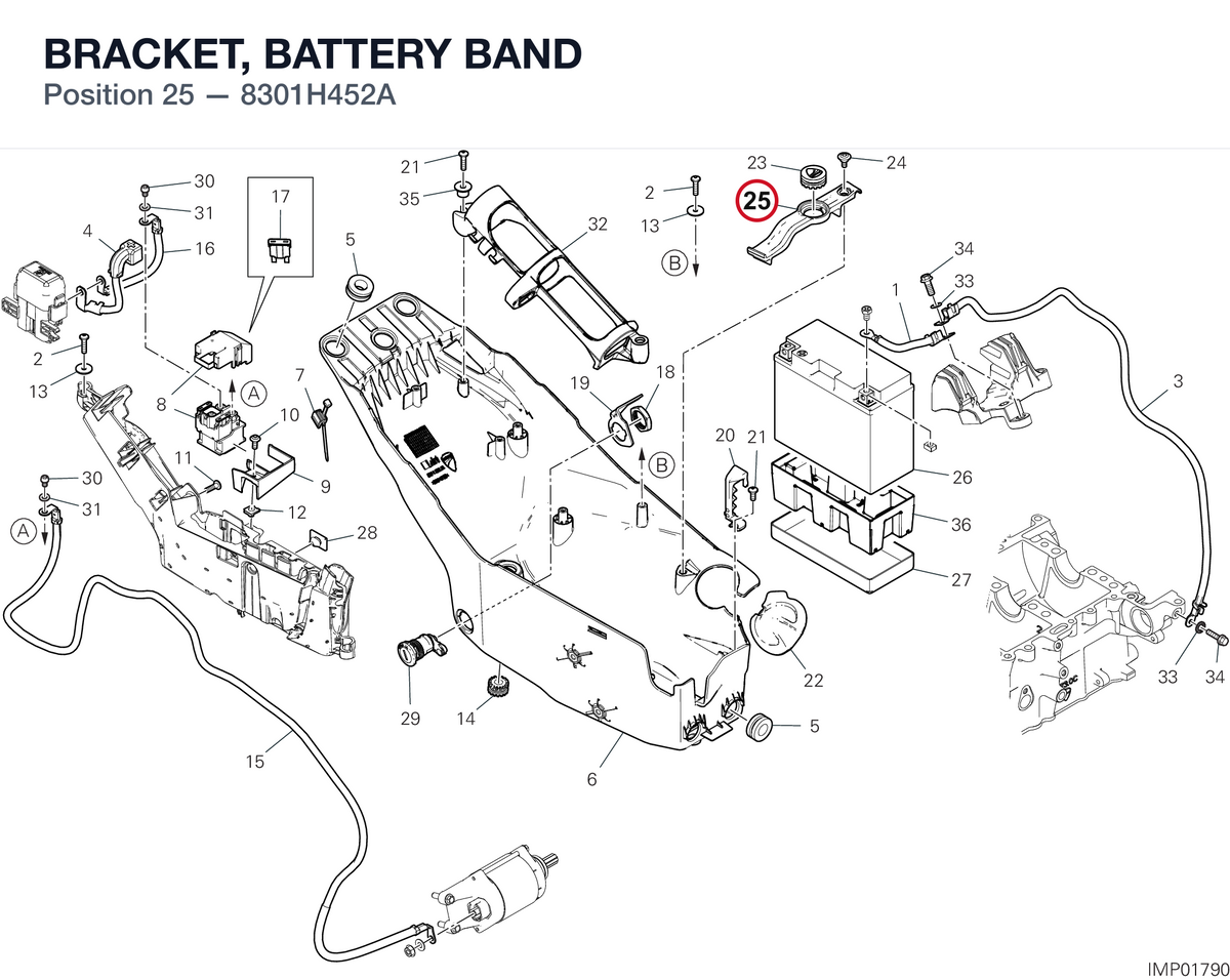 BRACKET, BATTERY BAND 8301H452A diagram position