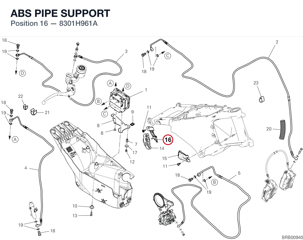 ABS PIPE SUPPORT 8301H961A diagram position