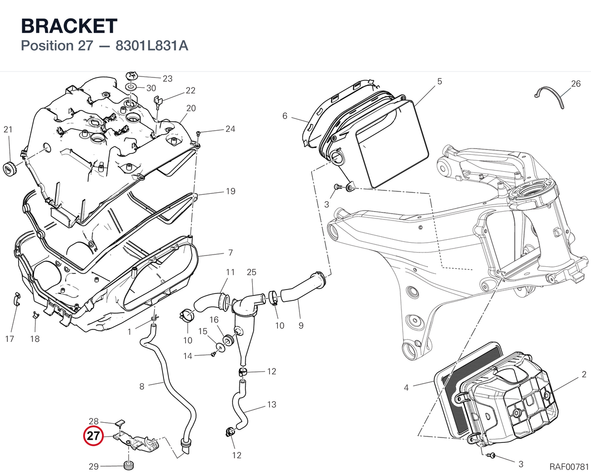 BRACKET 8301L831A diagram position