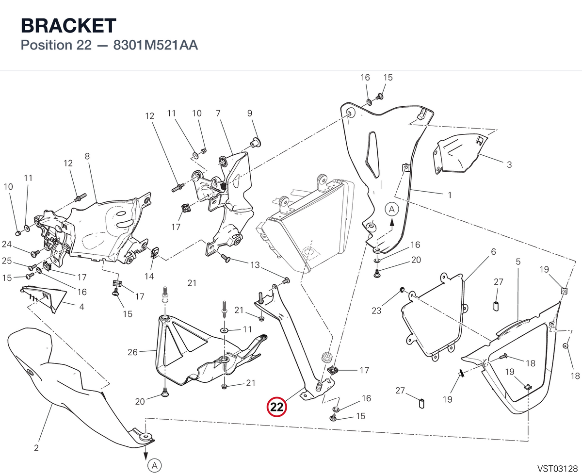 BRACKET 8301M521AA diagram position