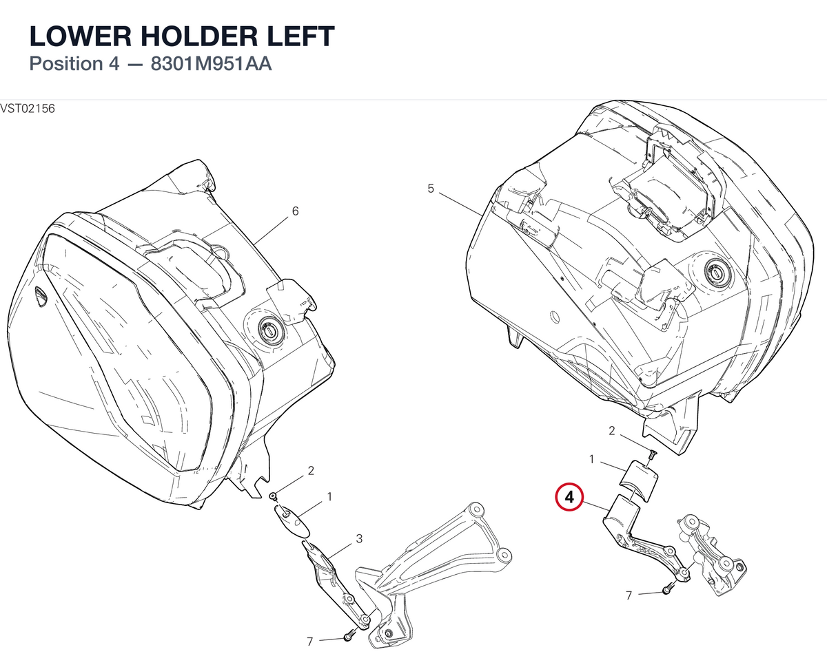 LOWER HOLDER LEFT 8301M951AA diagram position