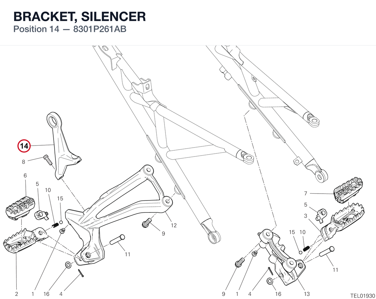 BRACKET, SILENCER 8301P261AB diagram position