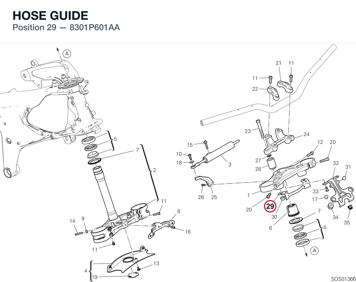 HOSE GUIDE 8301P601AA diagram position