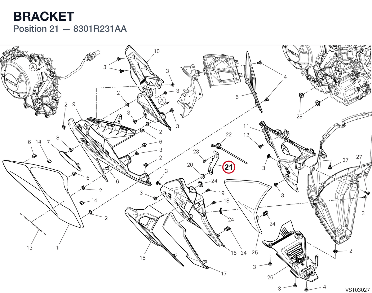 BRACKET 8301R231AA diagram position