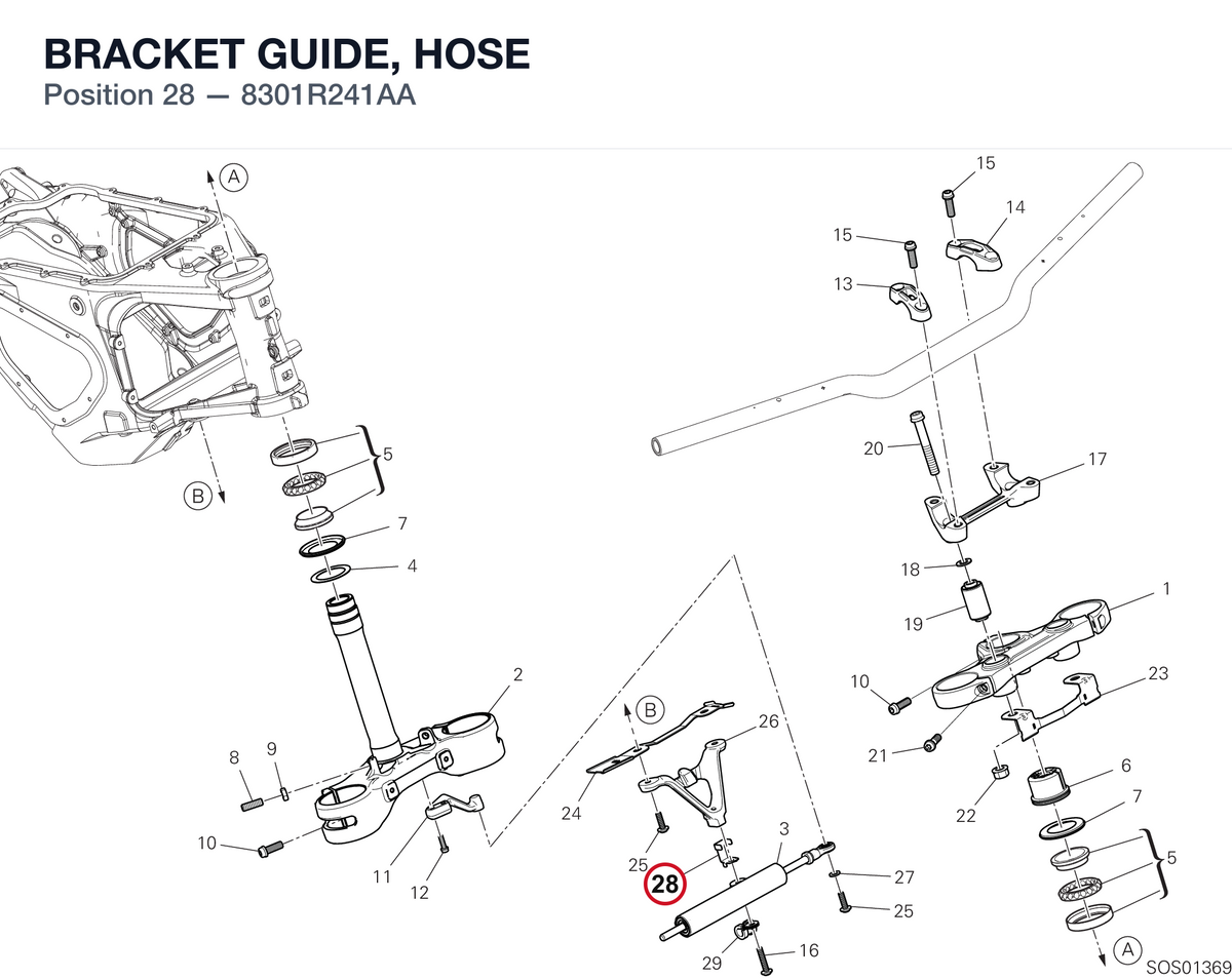 BRACKET GUIDE, HOSE 8301R241AA diagram position
