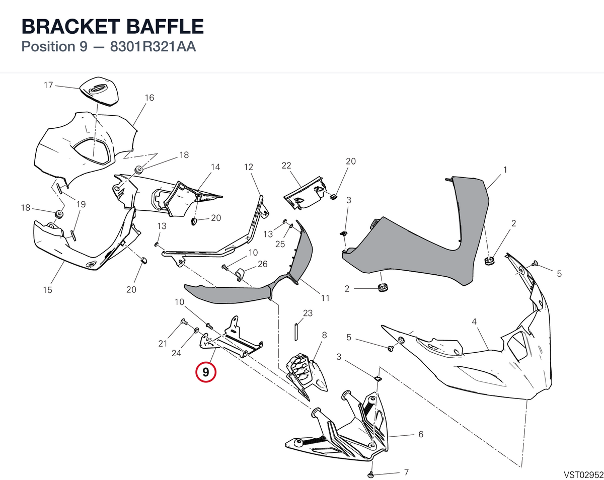 BRACKET BAFFLE 8301R321AA diagram position