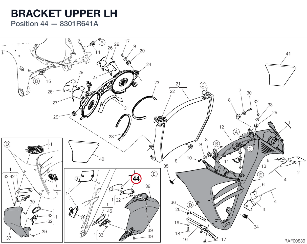 BRACKET UPPER LH 8301R641A diagram position