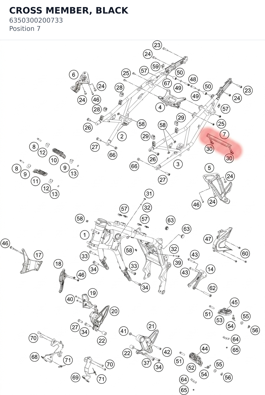 Diagram preview: CROSS MEMBER, BLACK (6350300200733)