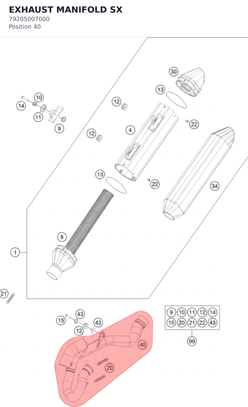 Diagram preview: EXHAUST MANIFOLD SX (79205007000)