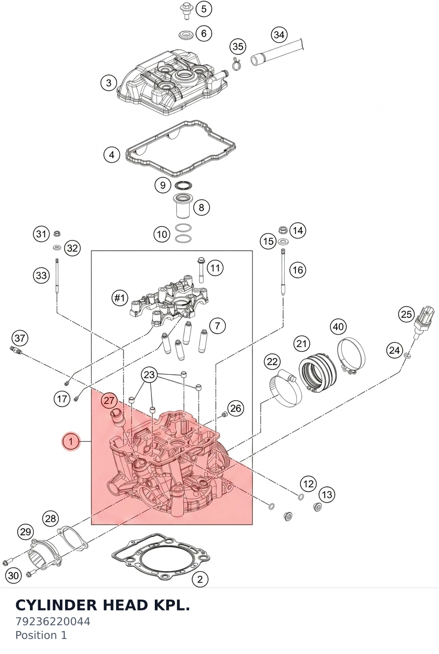 Diagram preview: CYLINDER HEAD KPL. (79236220044)