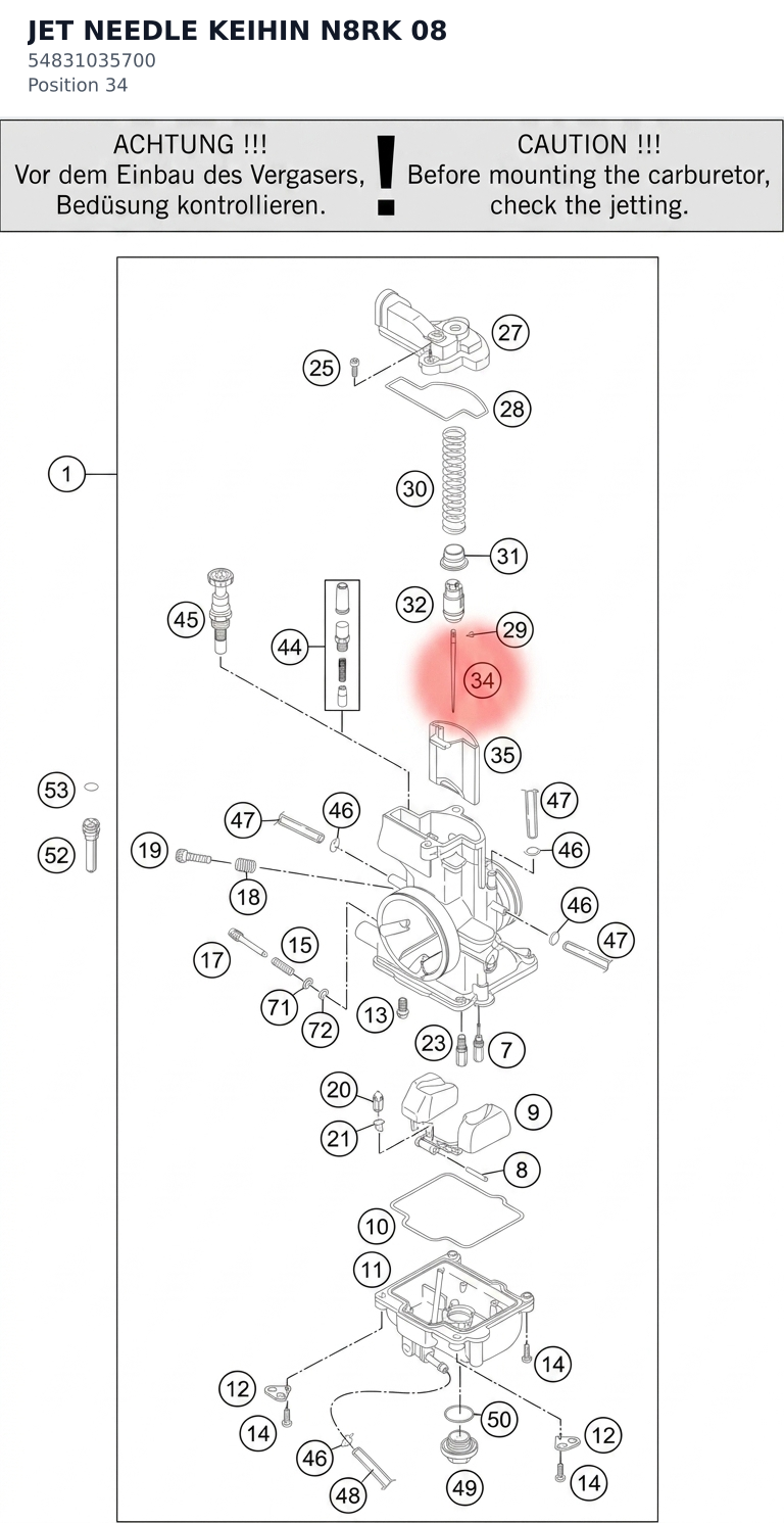 Diagram preview: JET NEEDLE KEIHIN N8RK 08 (54831035700)