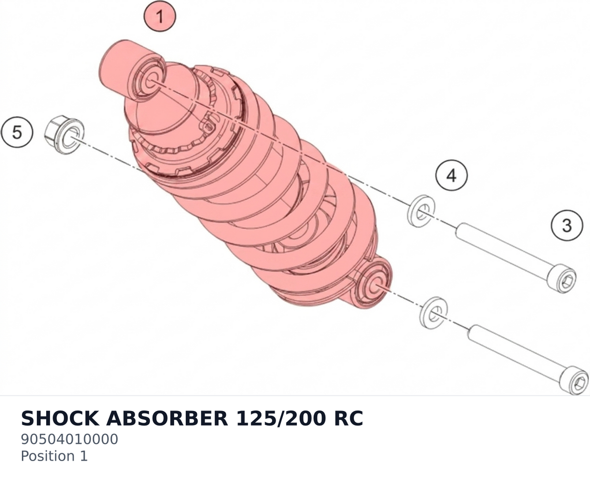 Diagram preview: SHOCK ABSORBER 125/200 RC (90504010000)