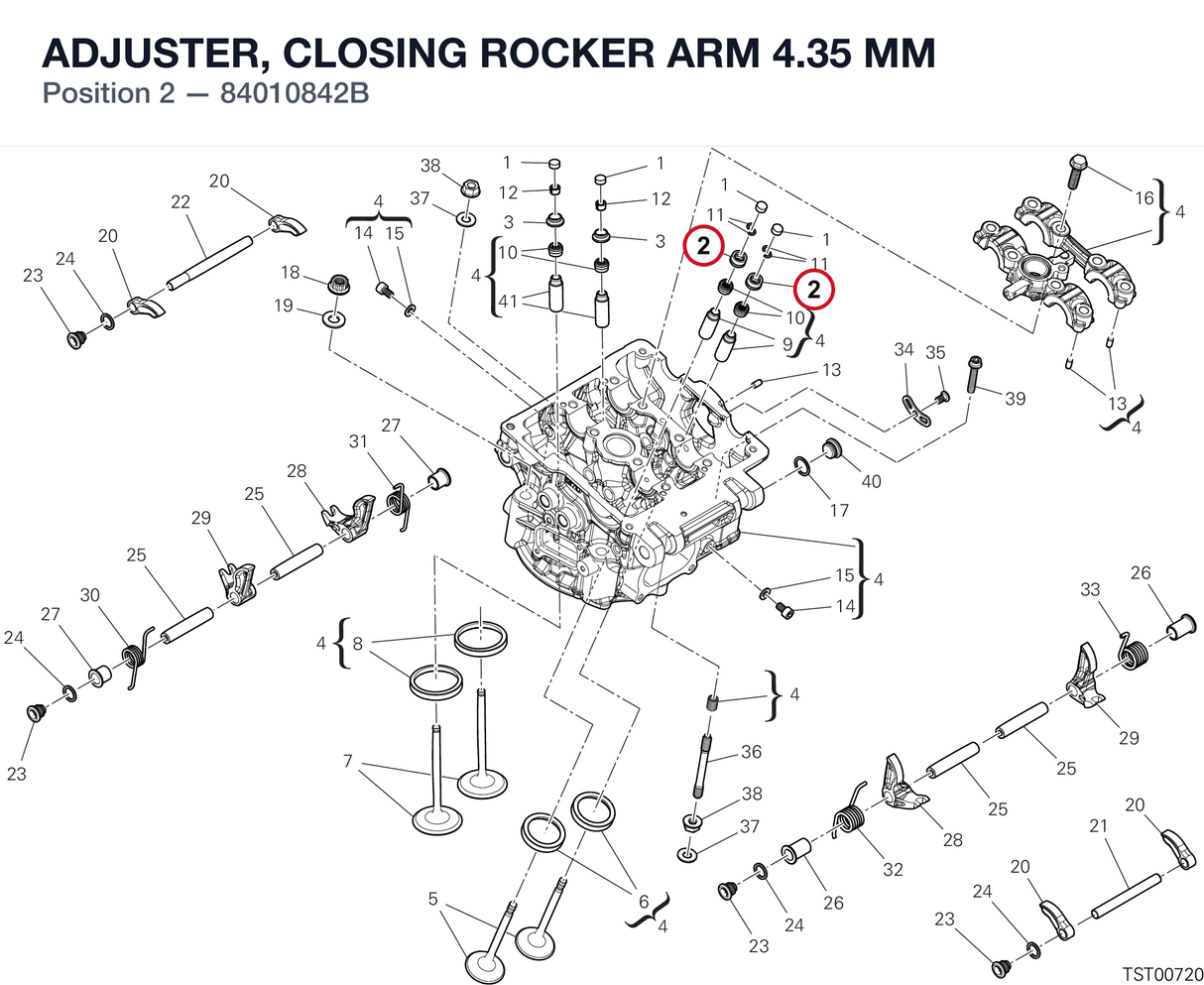 ADJUSTER, CLOSING ROCKER ARM 4.35 MM 84010842B diagram position