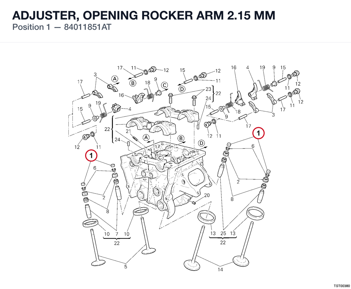ADJUSTER, OPENING ROCKER ARM 2.15 MM 84011851AT diagram position