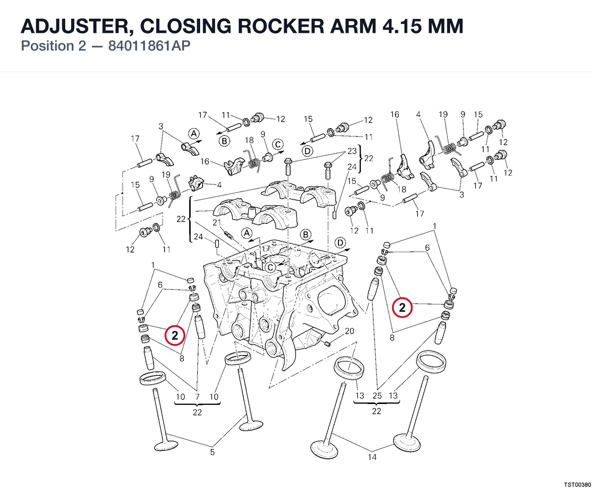 ADJUSTER, CLOSING ROCKER ARM 4.15 MM 84011861AP diagram position