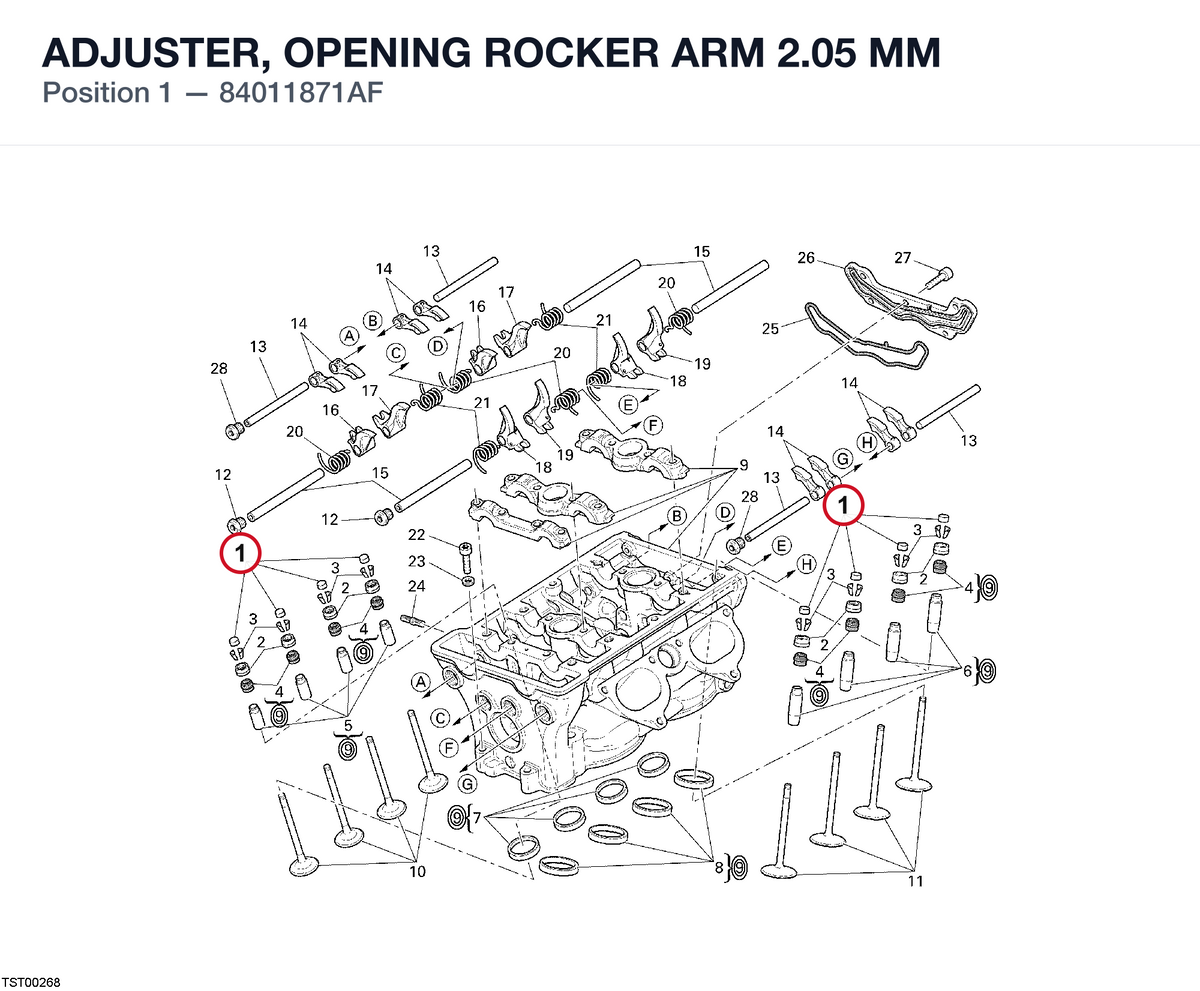 ADJUSTER, OPENING ROCKER ARM 2.05 MM 84011871AF diagram position