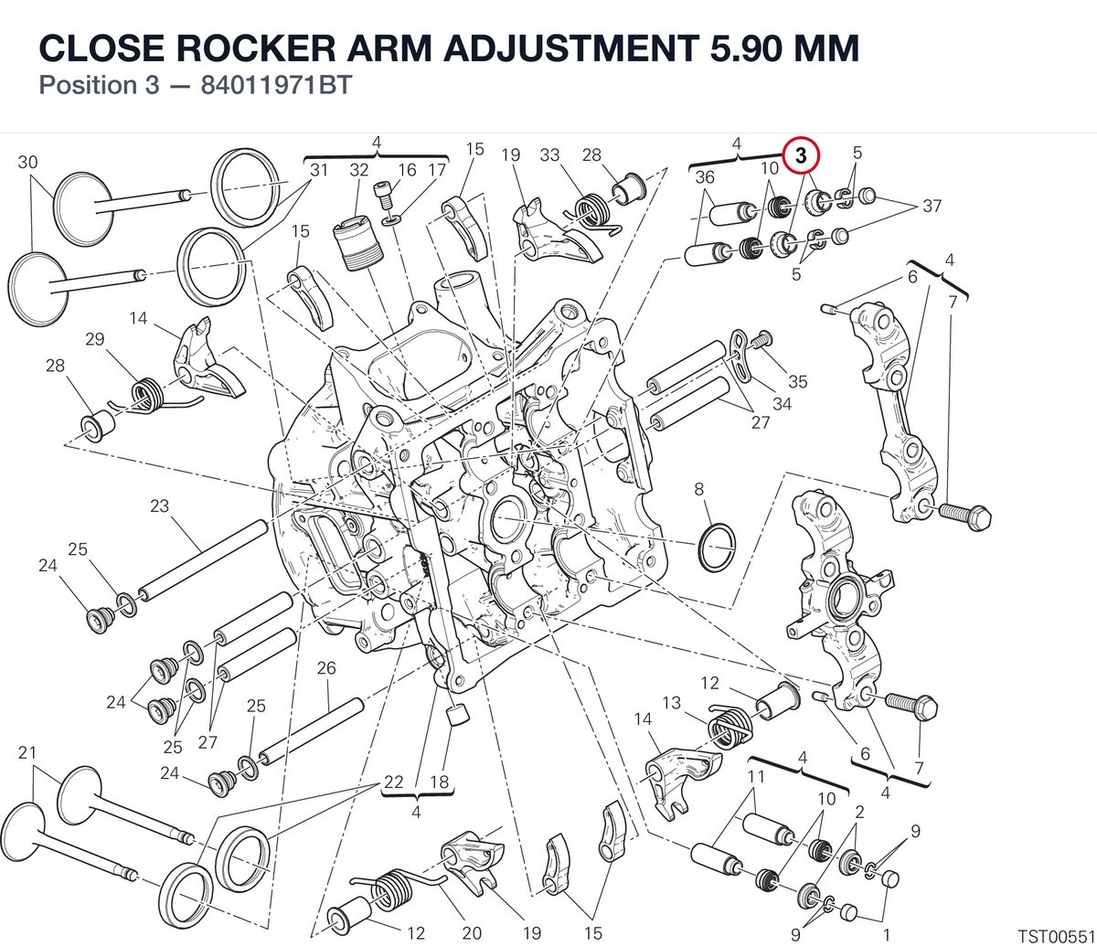 CLOSE ROCKER ARM ADJUSTMENT 5.90 MM 84011971BT diagram position