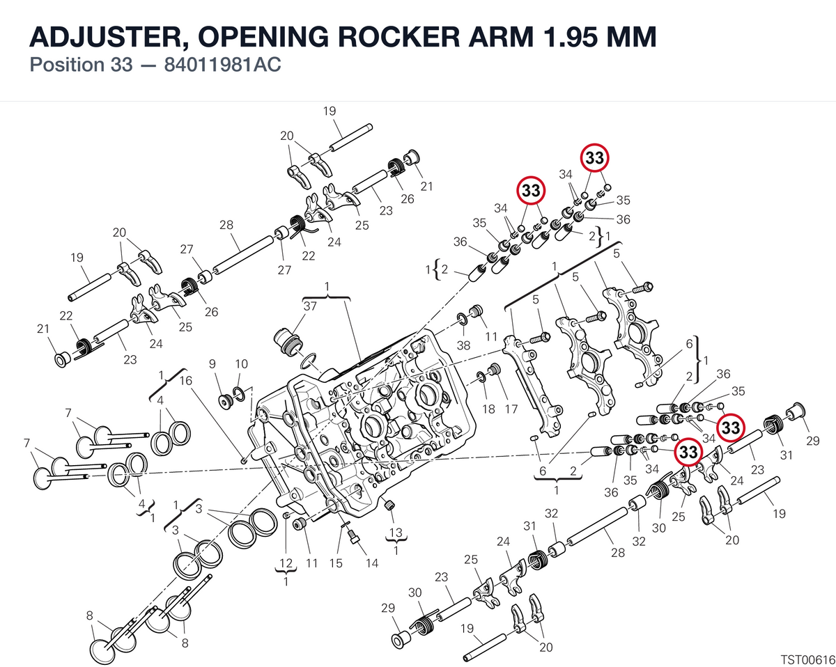 ADJUSTER, OPENING ROCKER ARM 1.95 MM 84011981AC diagram position