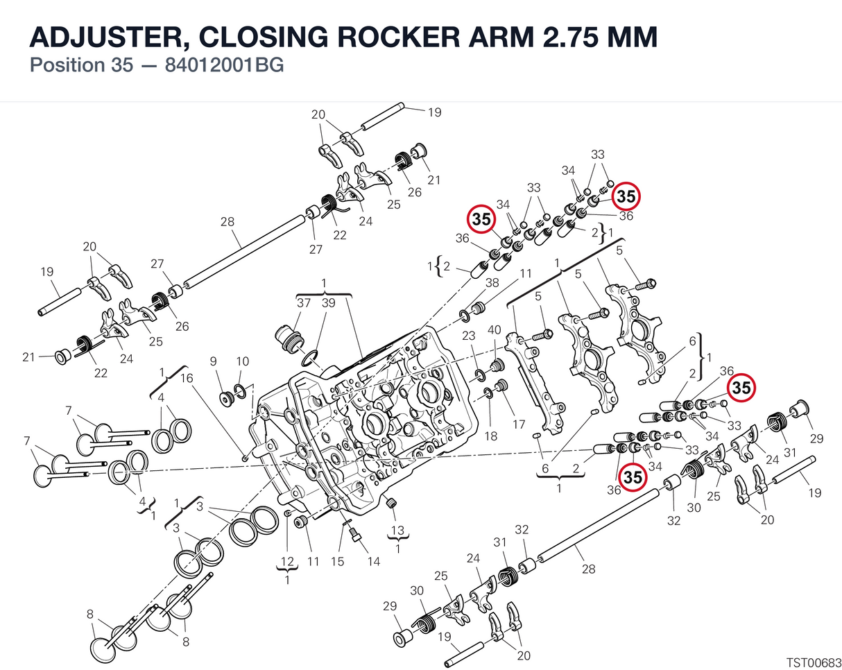 ADJUSTER, CLOSING ROCKER ARM 2.75 MM 84012001BG diagram position