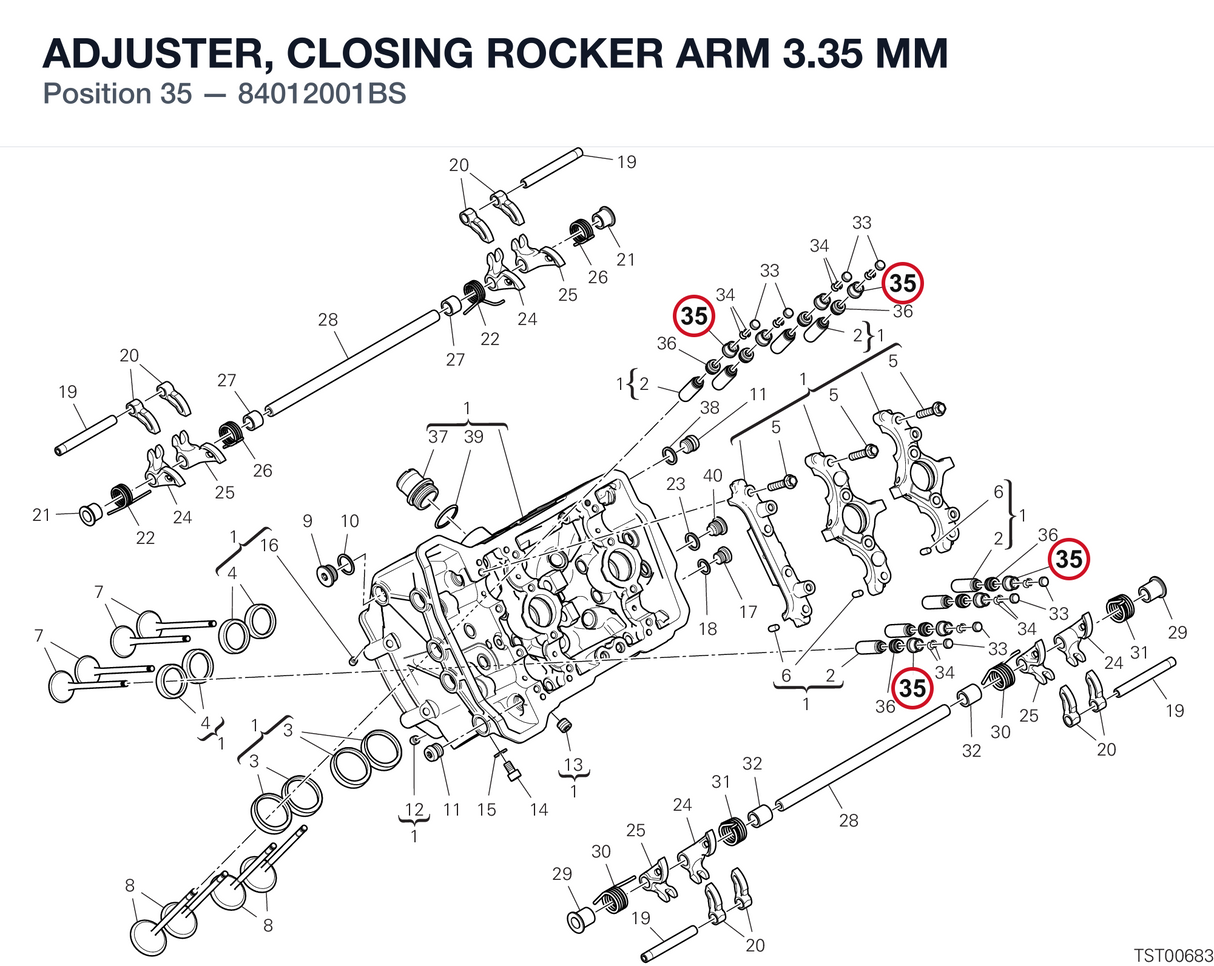 ADJUSTER, CLOSING ROCKER ARM 3.35 MM 84012001BS diagram position
