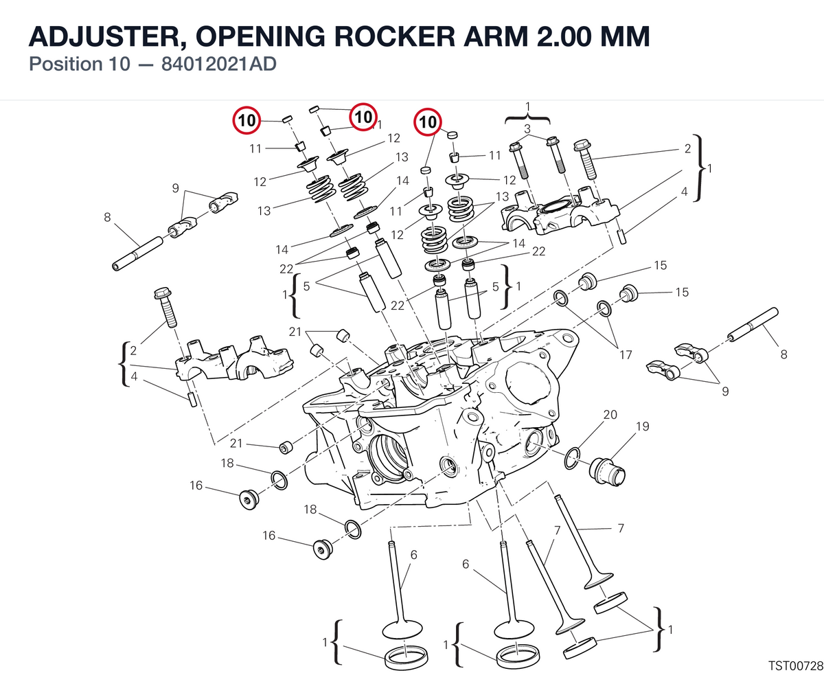 ADJUSTER, OPENING ROCKER ARM 2.00 MM 84012021AD diagram position