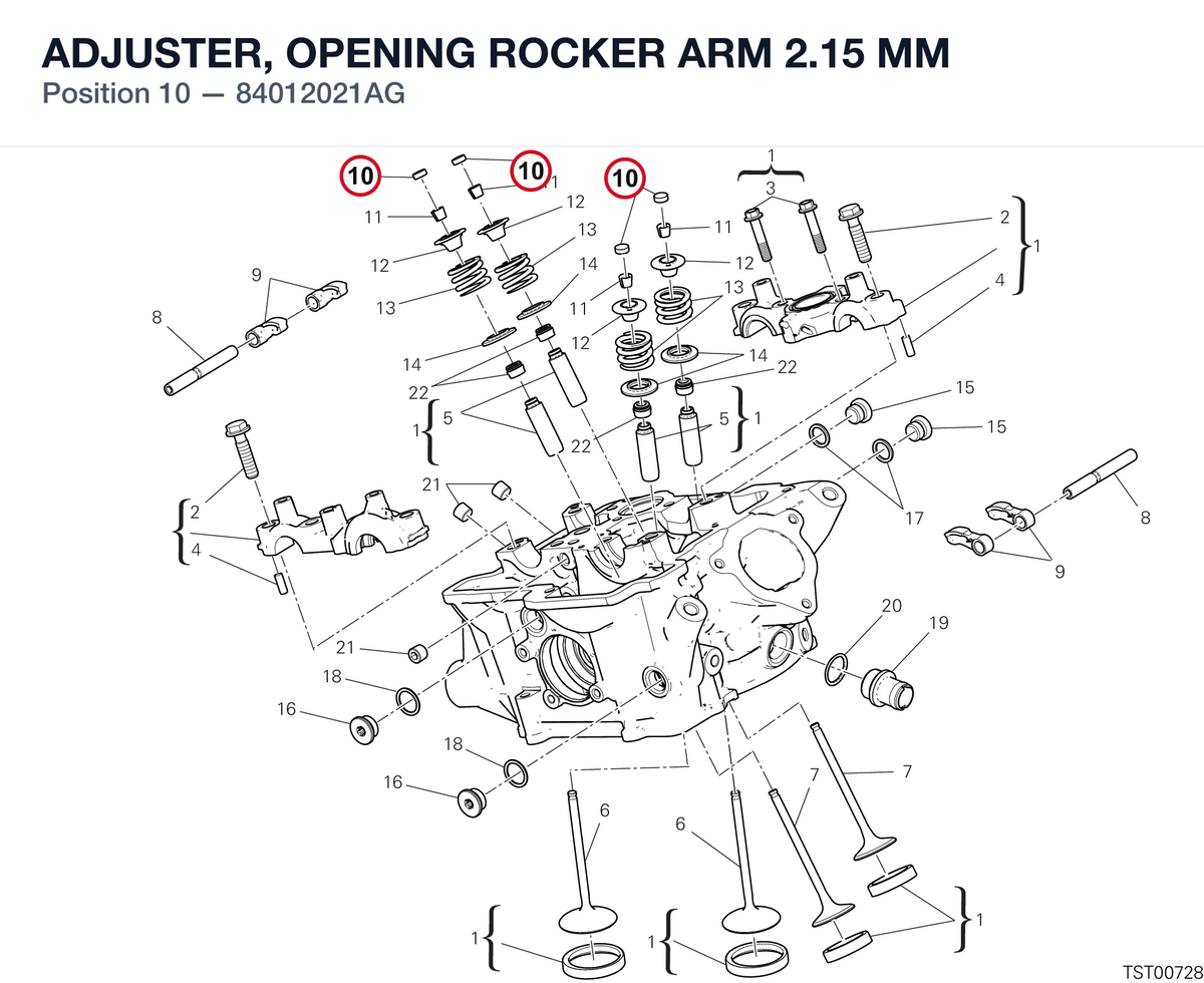 ADJUSTER, OPENING ROCKER ARM 2.15 MM 84012021AG diagram position