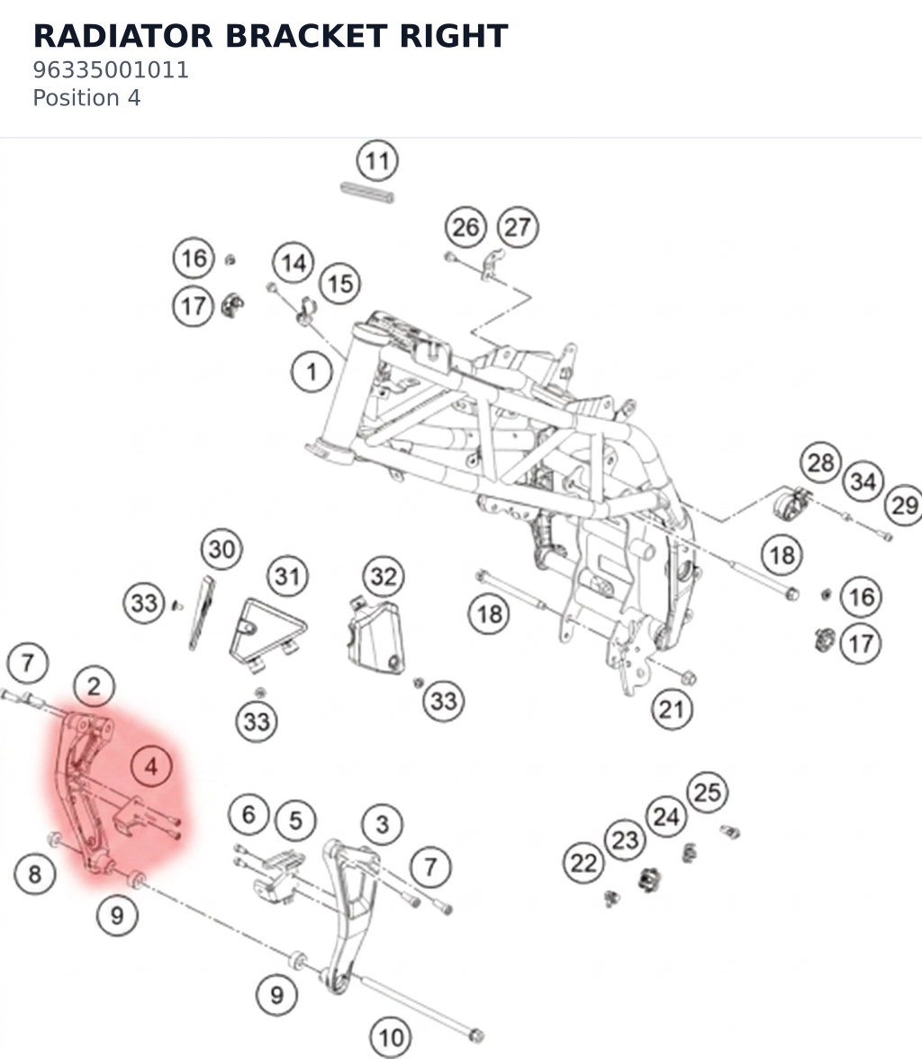 Diagram preview: RADIATOR BRACKET RIGHT (96335001011)