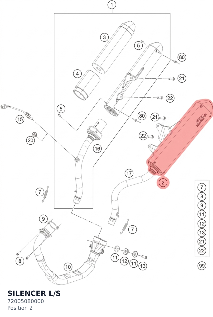 Diagram preview: SILENCER L/S (72005080000)
