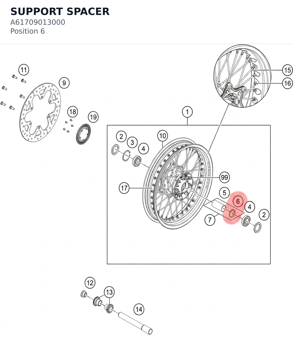 Diagram preview: SUPPORT SPACER (A61709013000)