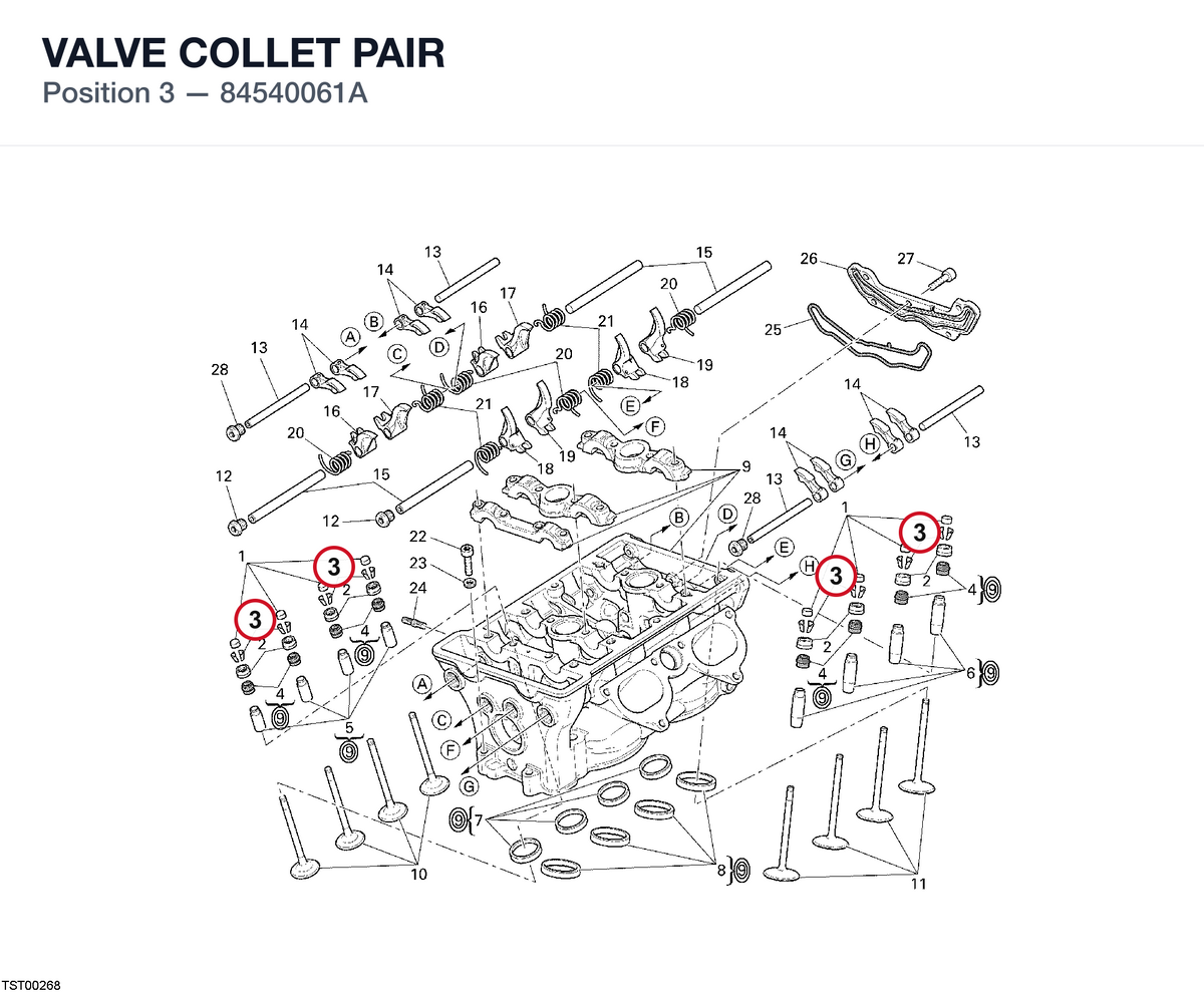 VALVE COLLET PAIR 84540061A diagram position