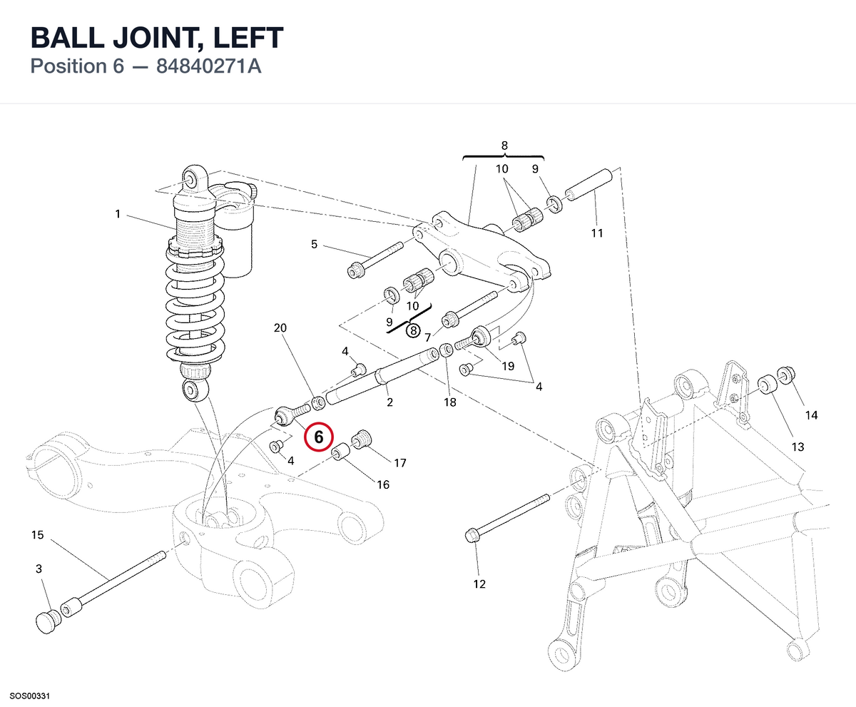 BALL JOINT, LEFT 84840271A diagram position