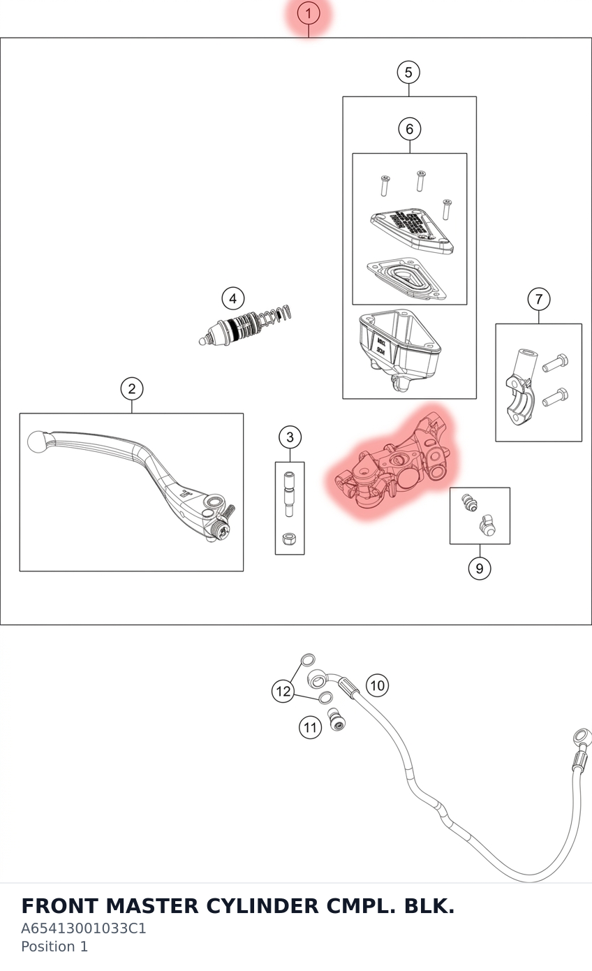 Diagram preview: FRONT MASTER CYLINDER CMPL. BLK. (A65413001033C1)