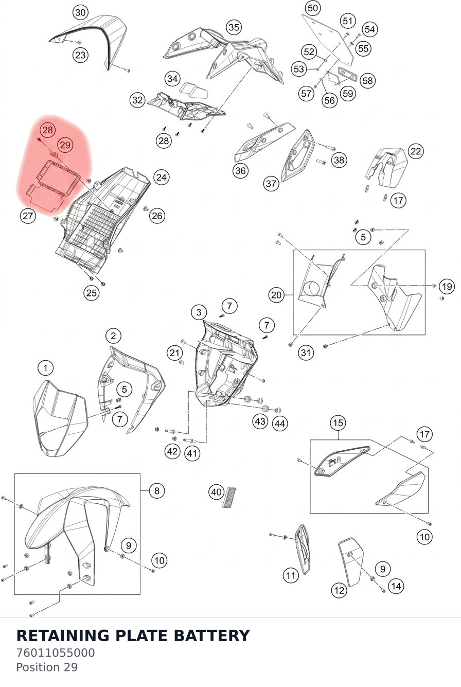 Diagram preview: RETAINING PLATE BATTERY (76011055000)