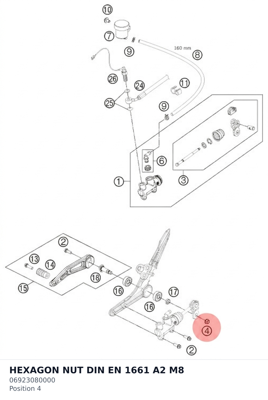 Diagram preview: HEXAGON NUT DIN EN 1661 A2 M8 (06923080000)
