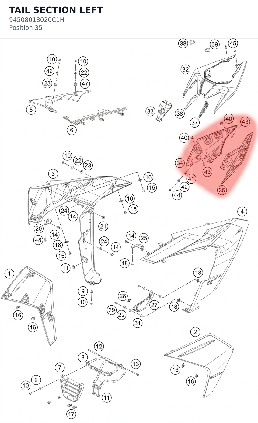 Diagram preview: TAIL SECTION LEFT (94508018020C1H)