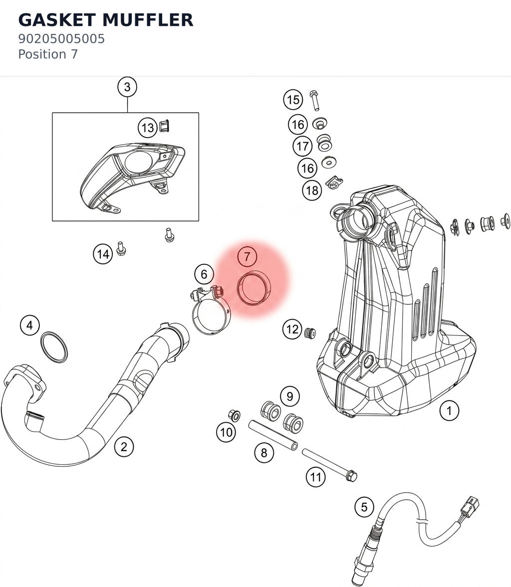 Diagram preview: GASKET MUFFLER (90205005005)