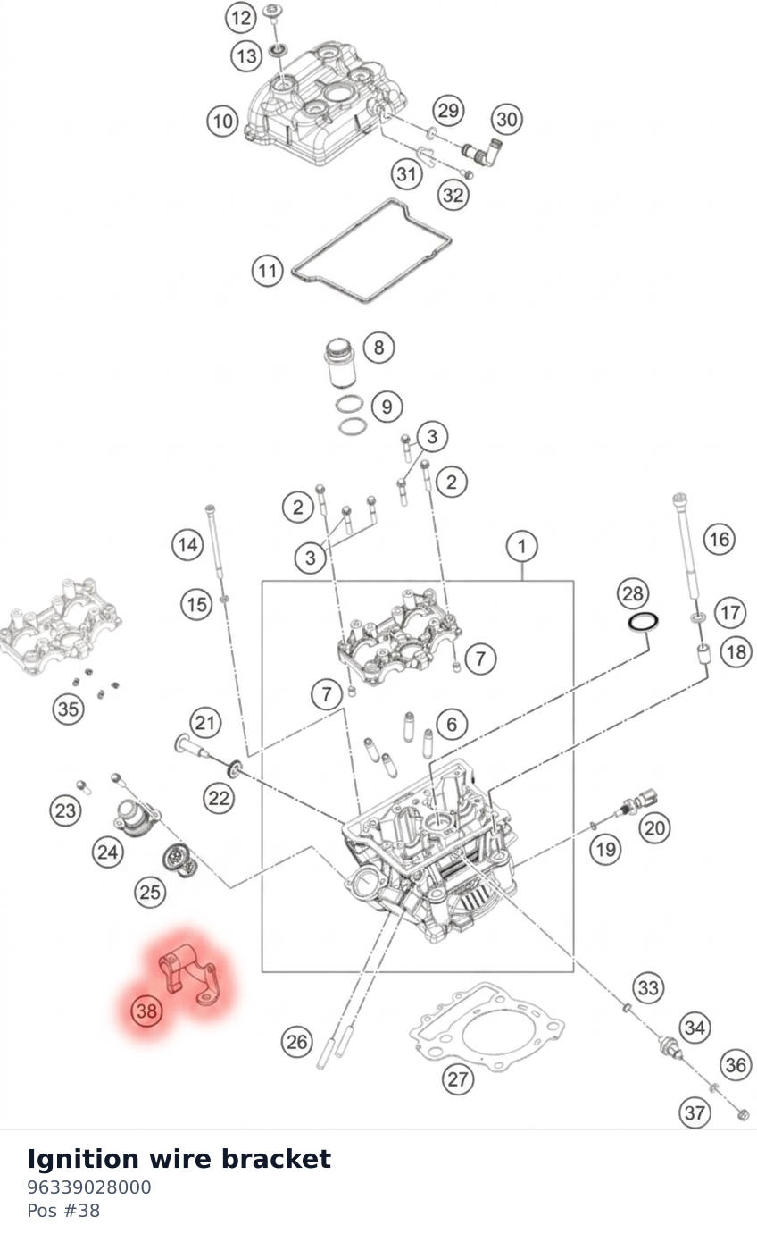 Diagram preview: Ignition wire bracket (96339028000)