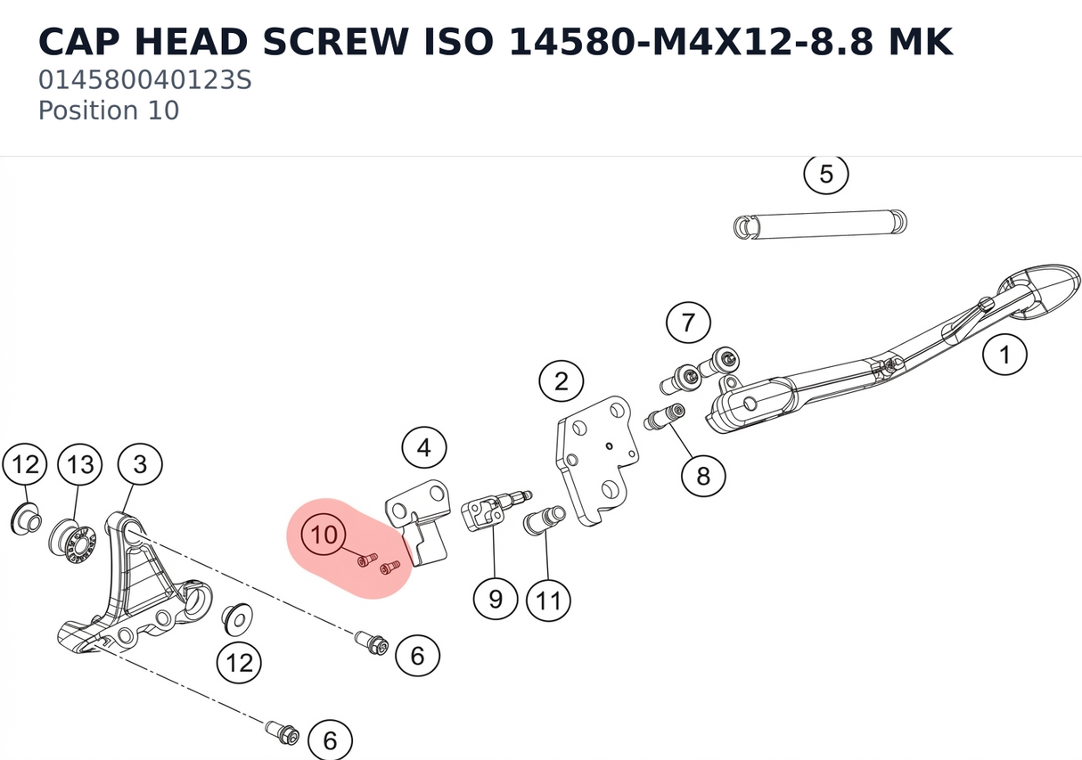 Diagram preview: CAP HEAD SCREW ISO 14580-M4X12-8.8 MK (014580040123S)