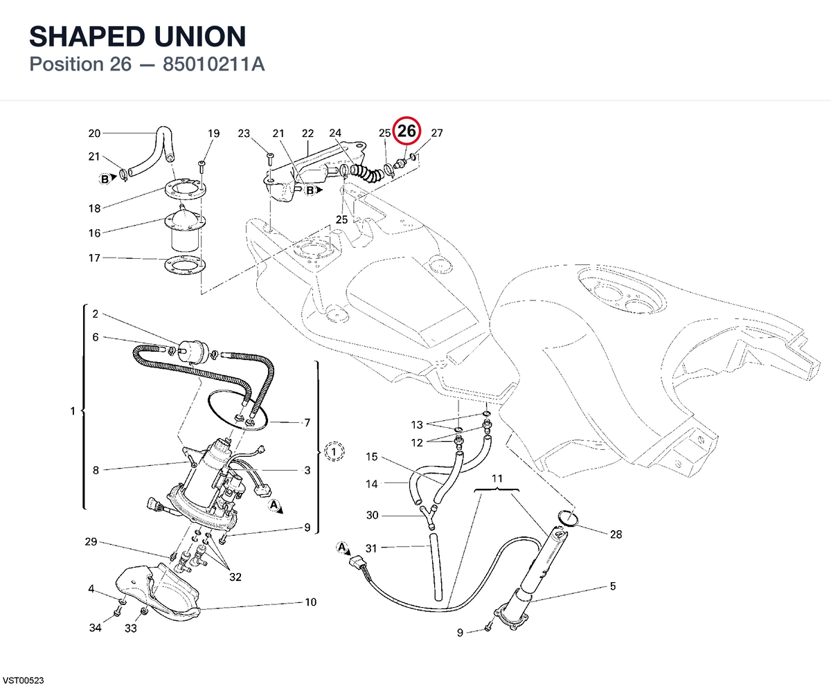 SHAPED UNION 85010211A diagram position