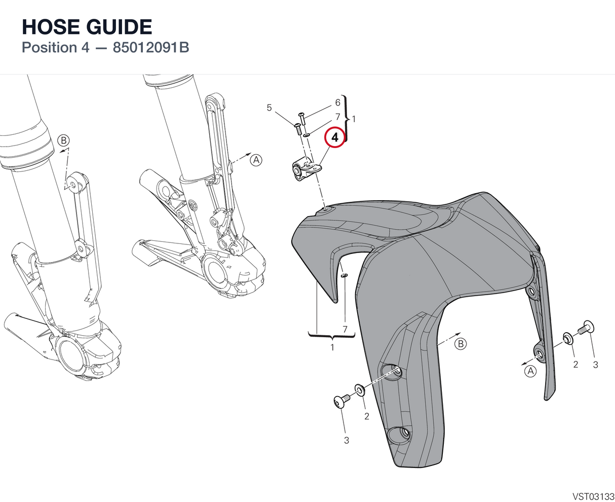 HOSE GUIDE 85012091B diagram position